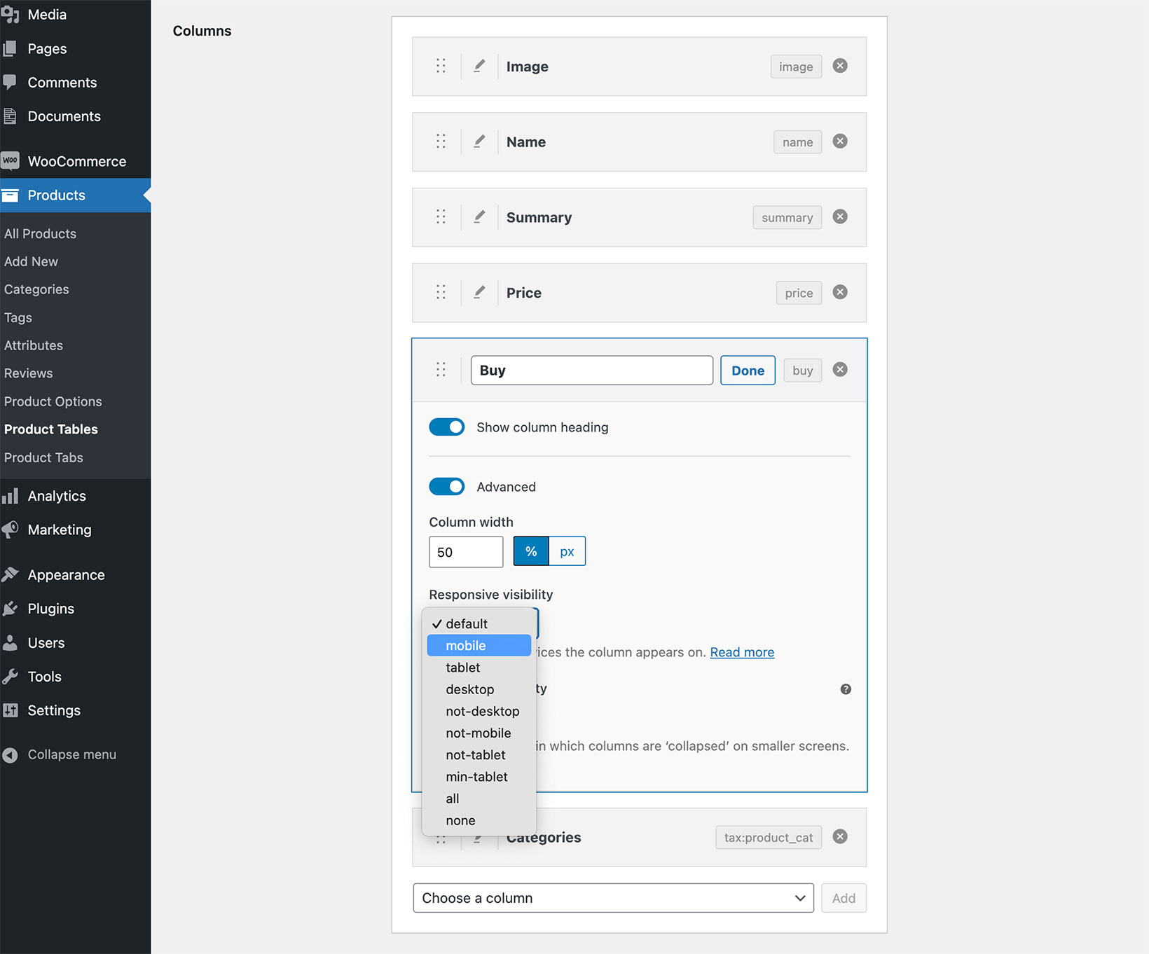 Responsive visibility
