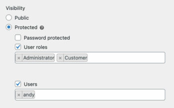User or role protected category