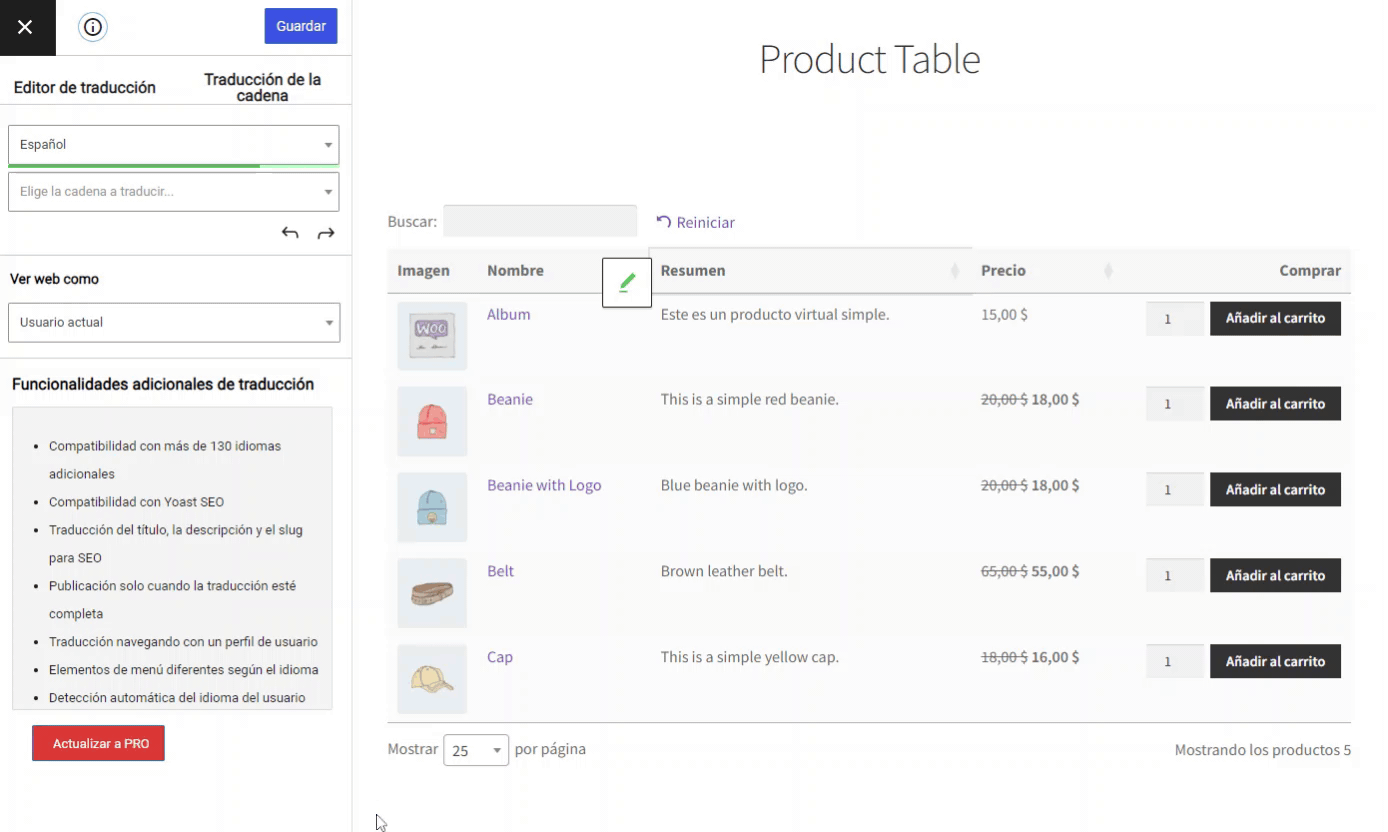 6. Translating WooCommerce Product Table with TranslatePress-5