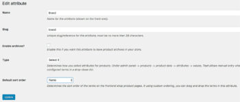 WooCommerce attributes list order