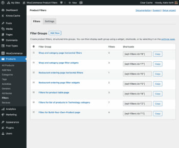 WooCommerce filter plugin list of groups