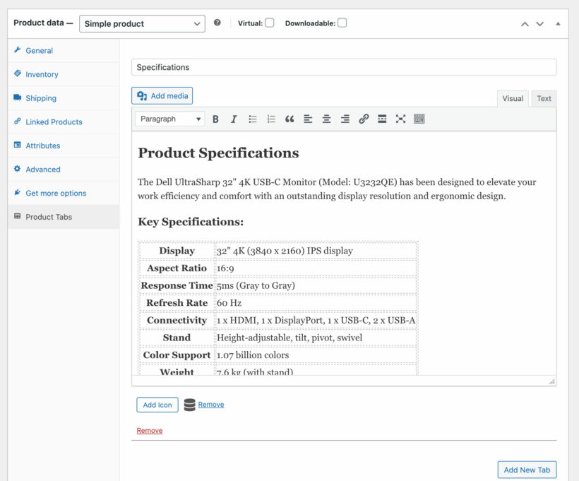 WooCommerce add tab to individual product