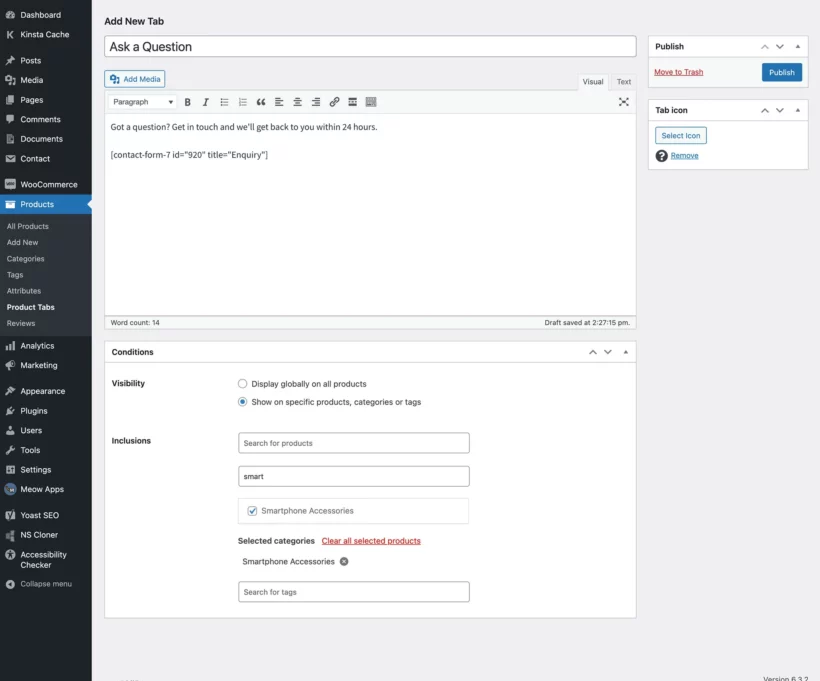 How to add tab to WooCommerce product