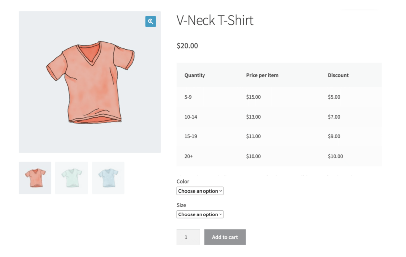 WooCommerce tiered pricing table