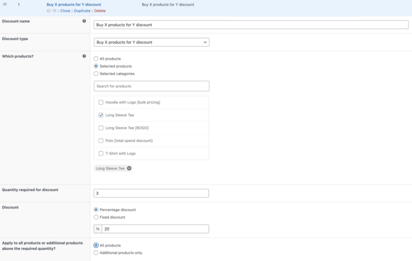 WooCommerce Discount Manager Buy X products for Y fiscount