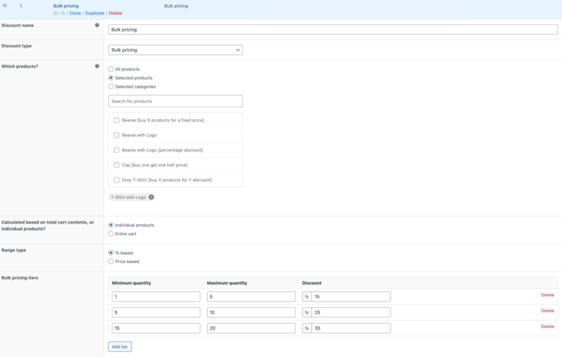 WooCommerce bulk pricing