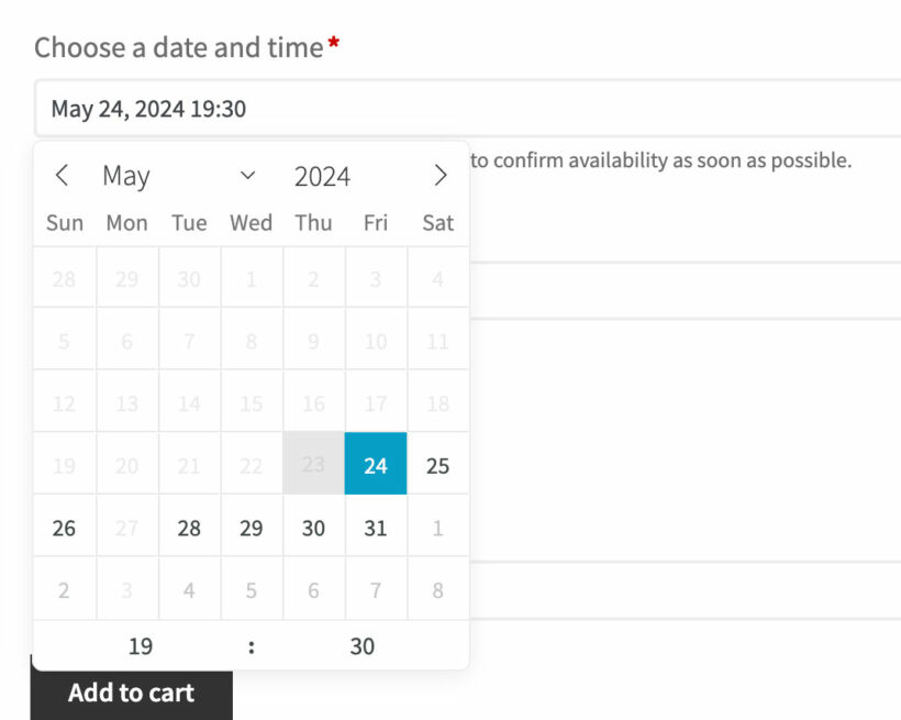 Date field for WooCommerce table reservation system