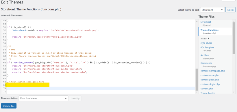 Add code snippet Customizer