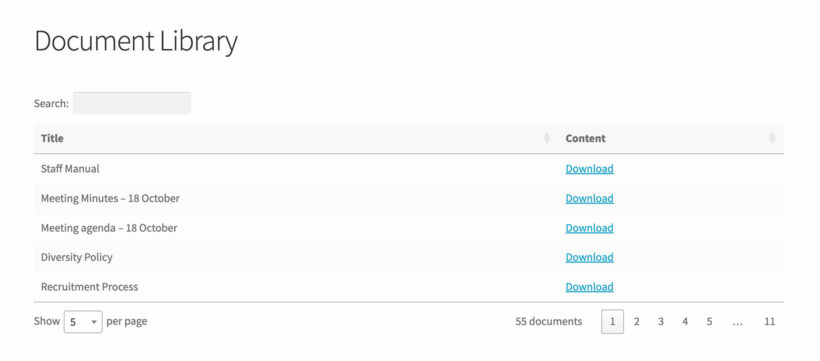 Dropbox document library in WordPress