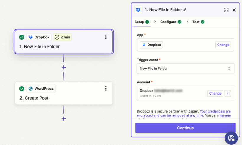 Sync document to Dropbox Step 1