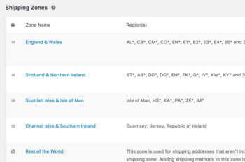 WooCommerce shipping rates for UK countries