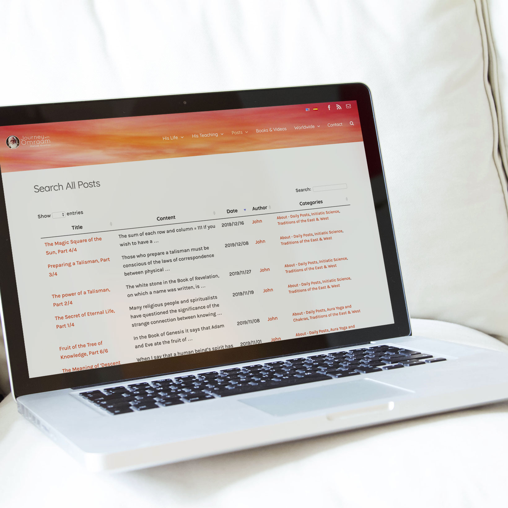 Journey with Omraam WordPress blog index