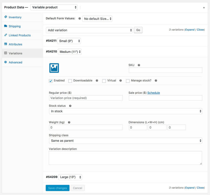 Add Variation WooCommerce restaurant ordering system