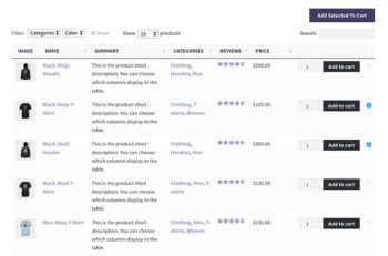 WooCommerce Table Multiple Add to Cart Plugin