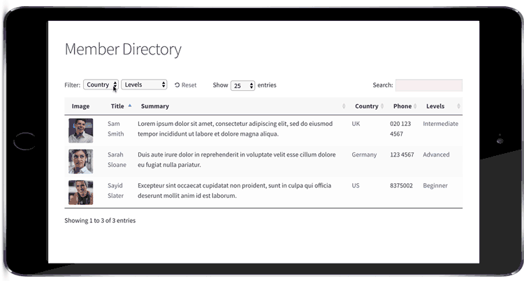 WordPress member directory plugin