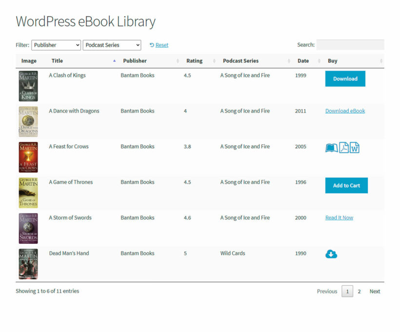 WordPress eBook library