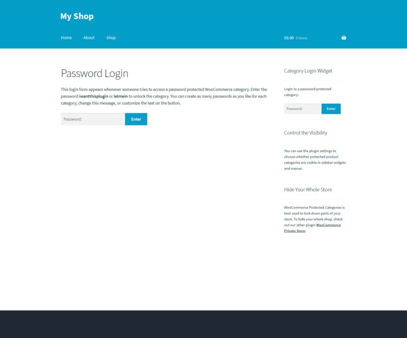 WooCommerce password protect category