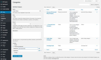 Create WordPress Posts Password Protected Category