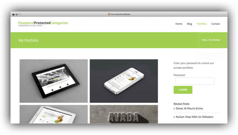 WordPress password protected portfolio