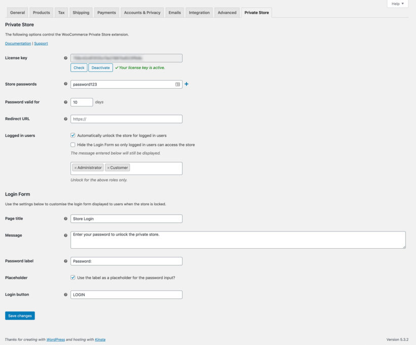 WooCommerce Private Store Plugin Settings