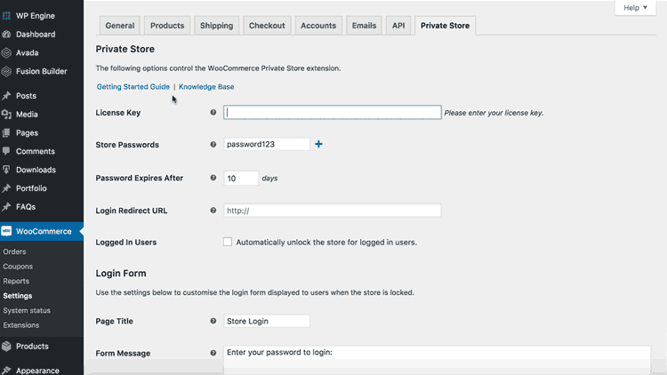 Activate WooCommerce Private Store license