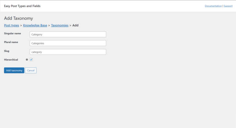 Add taxonomy for knowledge base