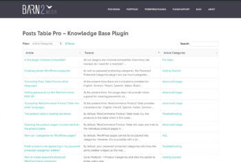 Table knowledge base plugin WordPress