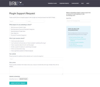 WordPress knowledge base plugin support request form