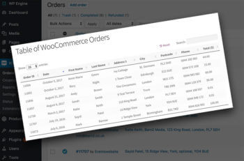 Display WooCommerce Orders in a Table