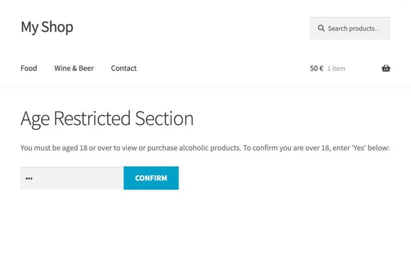 WooCommerce age restriction plugin