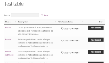 WooCommerce Product Table column with wishlist