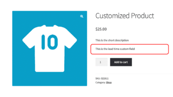 WooCommerce custom field data over add to cart button