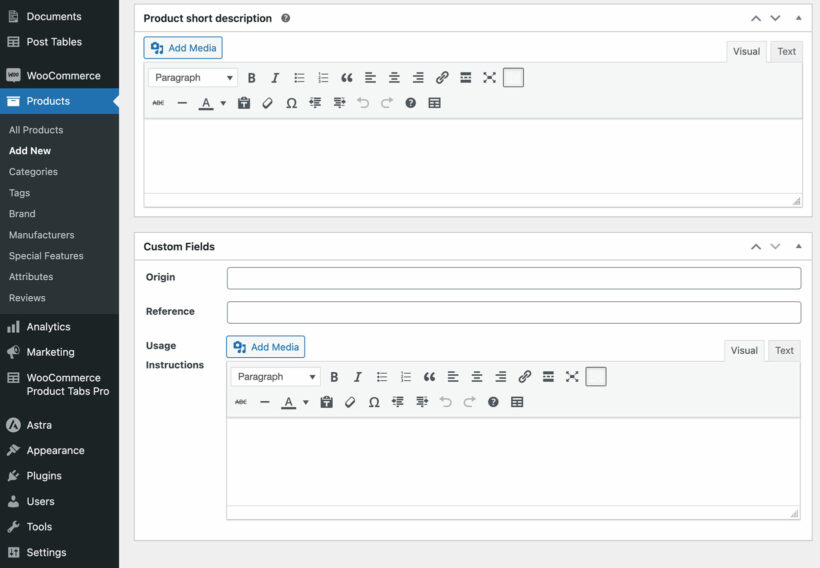 WooCommerce product with custom fields