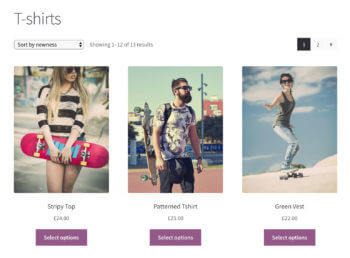 WooCommerce category page without variations drodown