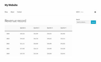 Display table on WordPress website