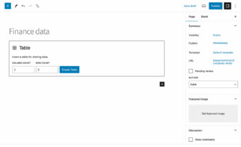 How to add table Gutenberg block editor