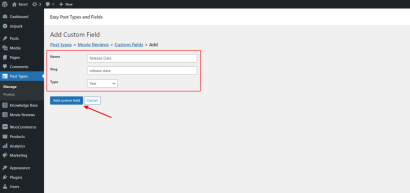 Add new custom field