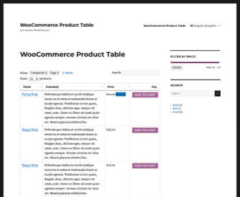 WPML WooCommerce Product Table English