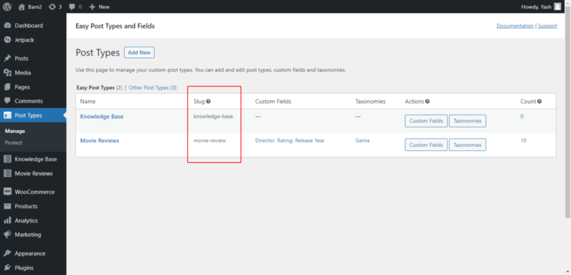 custom post type slug