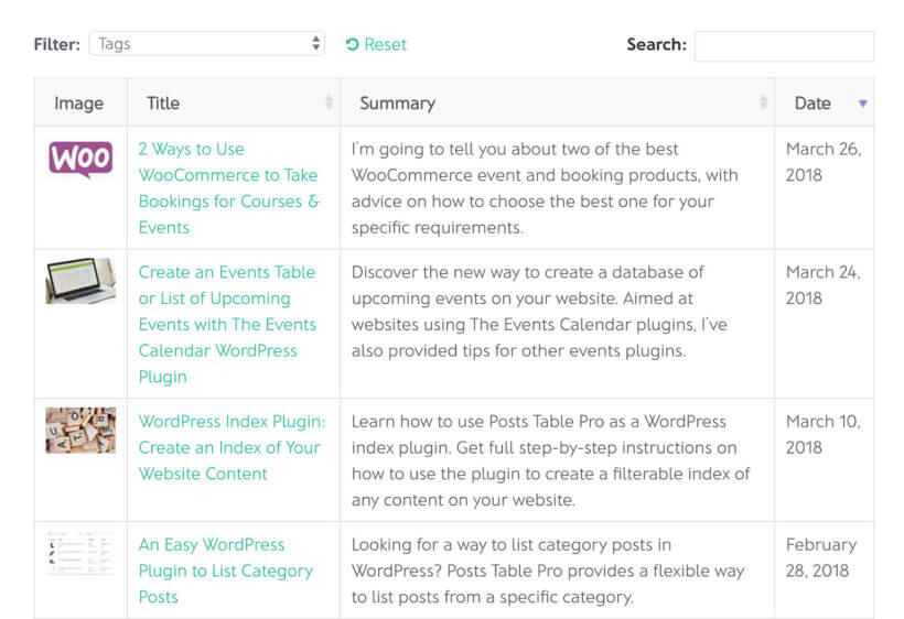 List WordPress posts plugin