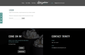 Sprezzatura Imports login page