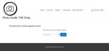 WooCommerce photography client login page