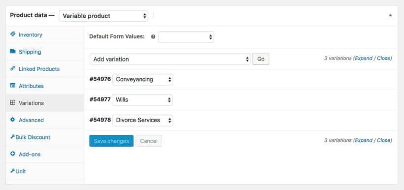 Sell service product with variations WooCommerce