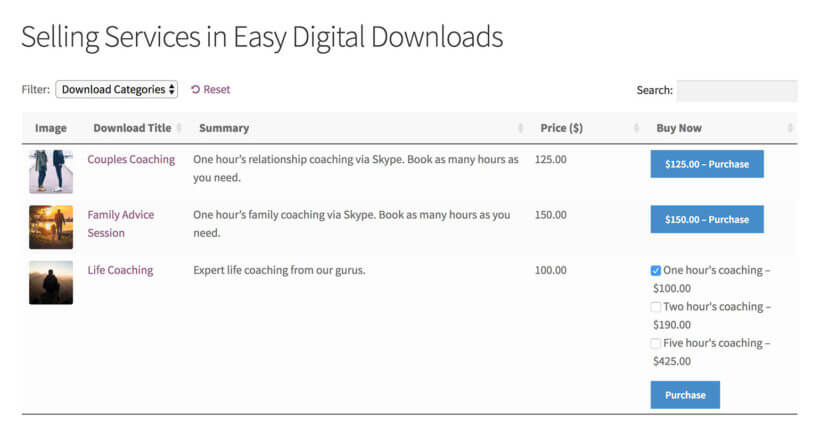 Selling Services Easy Digital Downloads Plugin