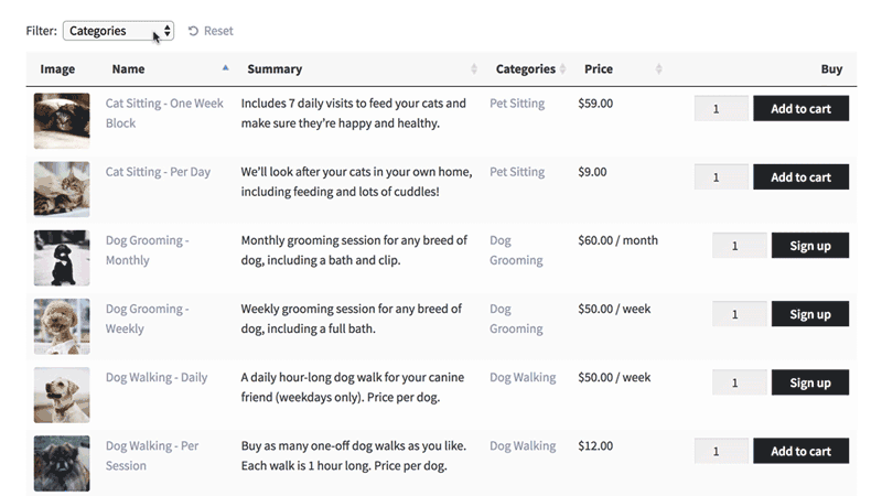 Selling services WordPress plugin