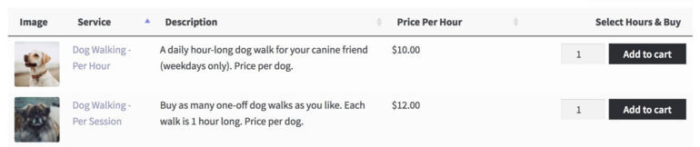 WooCommerce selling services by the hour