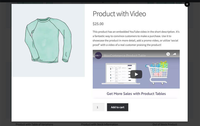 WooCommerce video streaming in lightbox