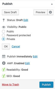 WordPress private page visibility