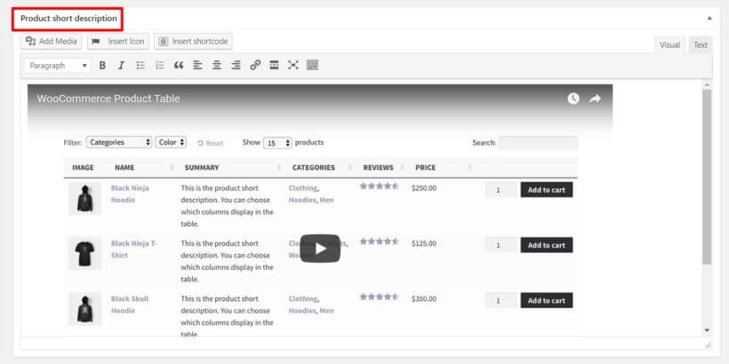 woocommerce add video to product