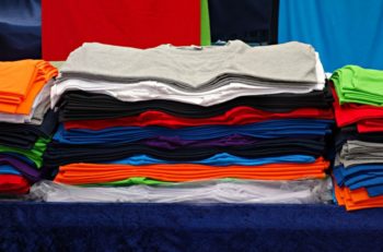 T-shirts in various color options.